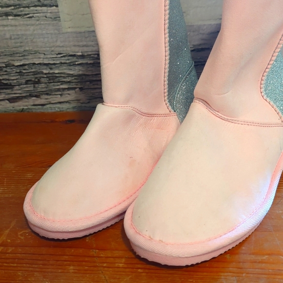 Harper Canyon Girls Pink Silver Pull On Faux Fur Lined Boots - Picture 6 of 6